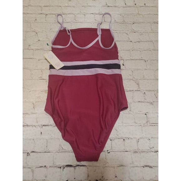 Nwt Women's Square Neck One Piece Swimsuit - All in Motion Cranberry Size Medium - Picture 2 of 2